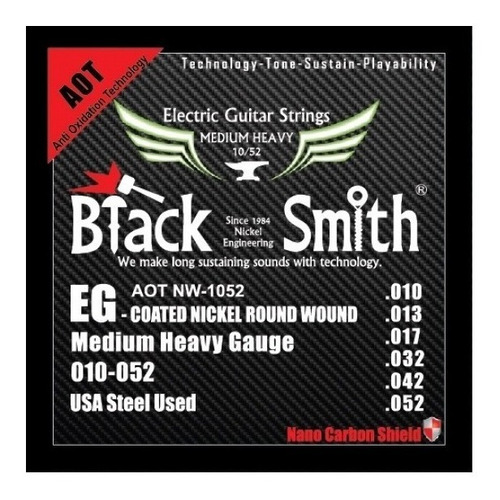 Cuerdas Guitarra Electrica 010-52 Carbon Blacksmith Aot1052