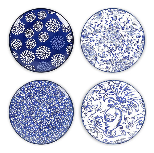 Platos Llanos De Porcelana De 6 Pulgadas, Azul