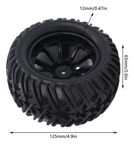 Juego De Ruedas Y Neumáticos Hex Rc De 12 Mm Para Camión, 4