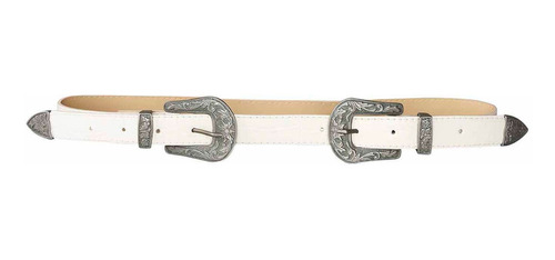 Cinturon Doble Hebilla Dama Trevo 911-57 Blanco