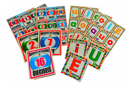 Juego De Loterias Vocales Y Numeros En Español Didacticos X2