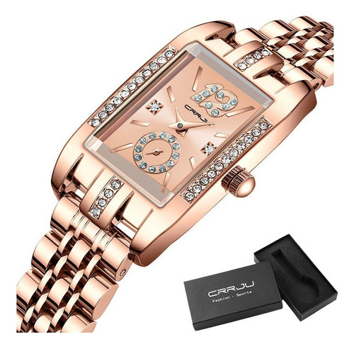 Crrju 5017 Reloj De Cuarzo Cuadrado De Lujo Con Diamantes