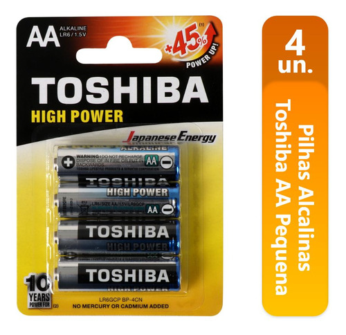 Pilhas Alcalinas Toshiba Aa Pequena Cartela Com 4 Un