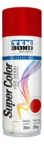 Tinta spray de secagem rápida Tekbond 350 ml de cor vermelha