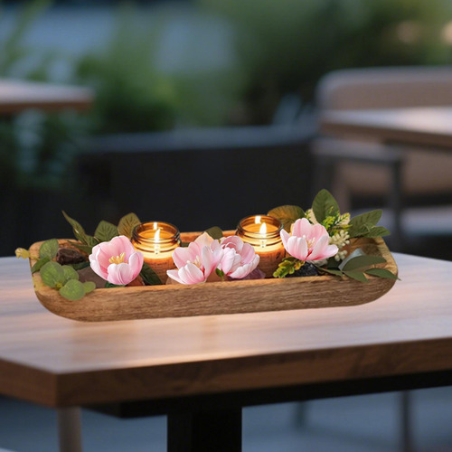 Bandeja De Madeira Para Servir, Porta-velas, Organizador De