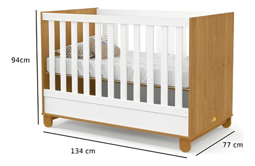 Cuna Madera New Zupi Blanca/caramelo - Kidscool