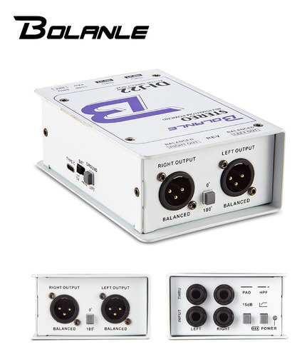 Bolanle J22 Caja Directa Estéreo Xlr 1/4 Dual Canal