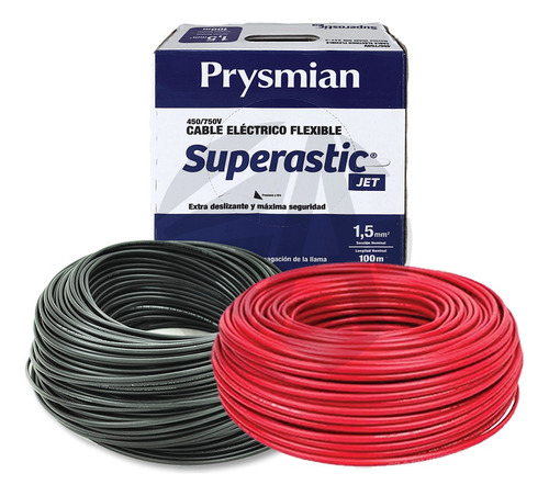 Cable Unipolar Prysmian 1.5mm X2 Pack Negro + Rojo X100mt Ea
