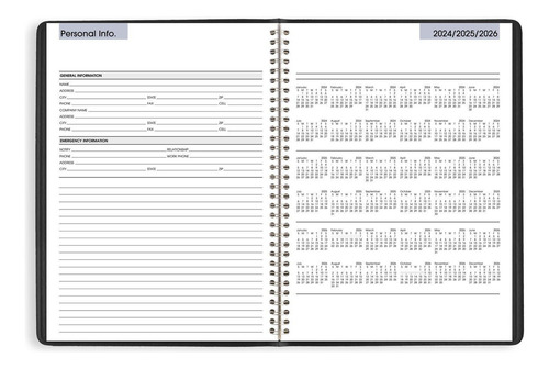 Agenda Semanal 2025 20 X 28 Cm Grande Negro Cuarto Hora