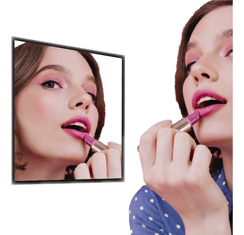 Imagem 1 de 6 de Espelho 14cm Quadrado Ventosa Fixação Box Banheiro Maquiagem