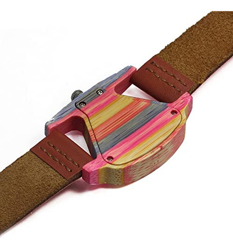Relojes De Mujer Triángulo Colorido Bambú Relojes De Madera