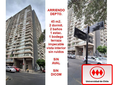 Arriendo Depto. 2d-2b-1b Metro U. De Chile - 1e Opcional