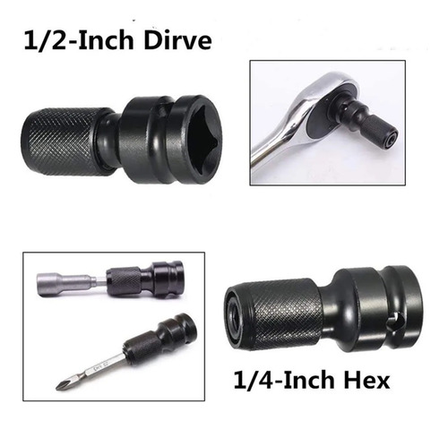 Adaptador De Impacto De 1/2 Pulgada A Punta Hexagonal 1/4