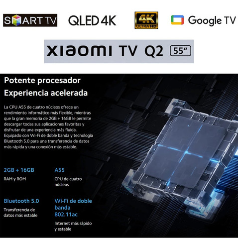 Tv Xiaomi 55 Q2 4k Qled Google Tv Bluetooth Voz, Premium