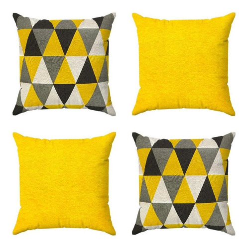 Kit Capa De Almofada 50x50 Decorativa Lisa Geométrica Luxo Cor Kit Amarelo