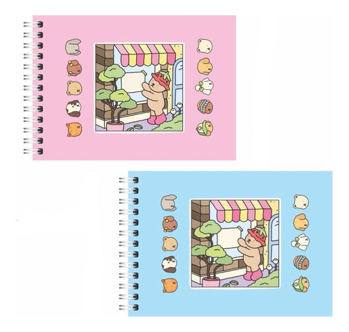 Kit Canetinha 36 Cores E Livro De Colorir Caderno De Desenho 1 Rosa 1 Azul
