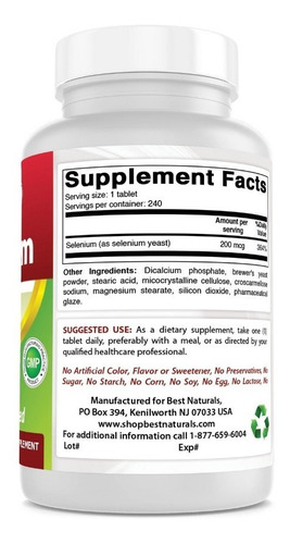 Selenio Selenium 200 Mcg 240 Capsulas Anticancerigeno Eg S38