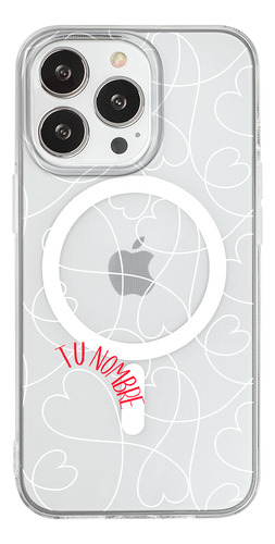 Funda iPhone Magsafe Para Mujer Corazones Love Con Tu Nombre