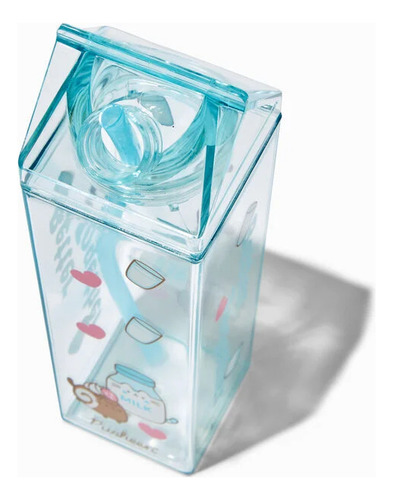 Botella De Agua Tipo Caja Carton Leche Pusheen The Cat Milk Color Azul Acero