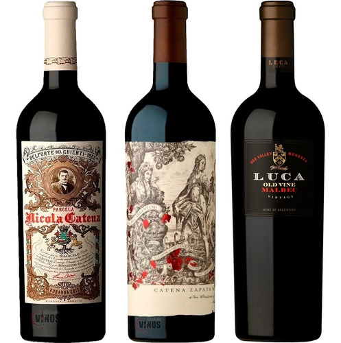 Vino Malbec Argentino + Nicola Catena Bonarda + Luca Malbec 