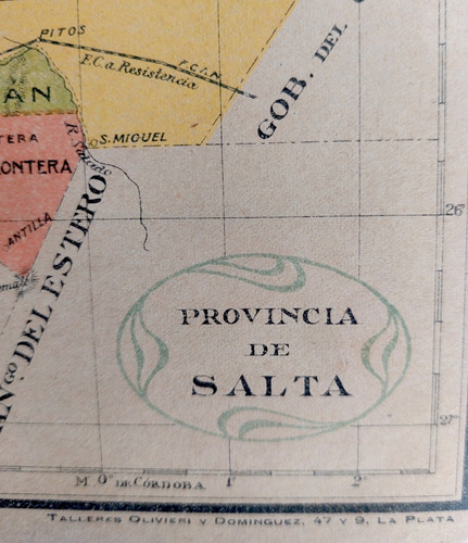 Mapa 1921 De Salta Limita Con Gobernacion De Los Andes 