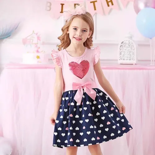 Vestido Infantil Ver o Bordado Lantejoulas Cora o Festa