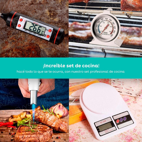 Imagen 3 de 9 de Pack Balanza + Termometro Cocina+ Soplete + Termometro Horno