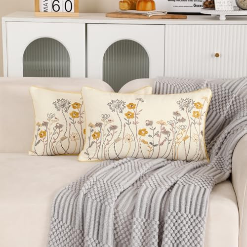 Funda De Almohada Decorativa 30 X 50 Cm, Set X2 Bordadas, Gr