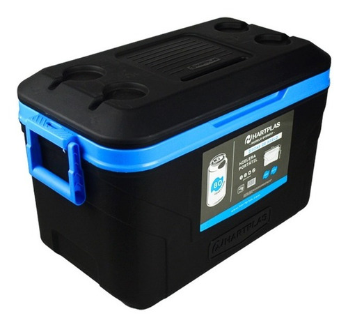 Hielera Hartplas Everest Capacidad 52qt, 50 Lit Rectangular Color Negro-azul Negro-azul
