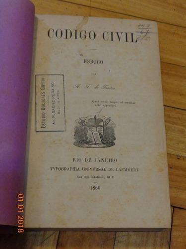 Código Civil. Esboço. Por A. F. De Freitas. 1860. Por&-.