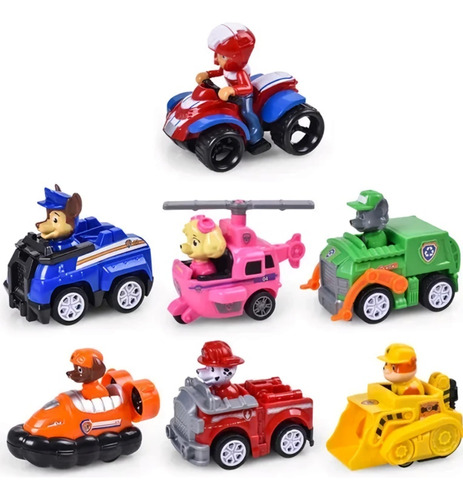 Colección Juguetes Paw Patrol 7 Piezas Autos Regalo Niños