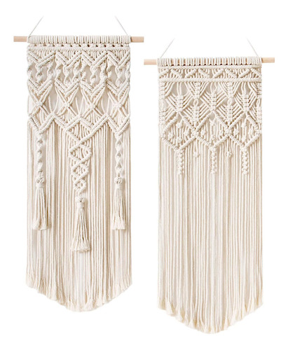 2 Piezas De Macramé Tejido Colgar Pared Boho Home Chic...