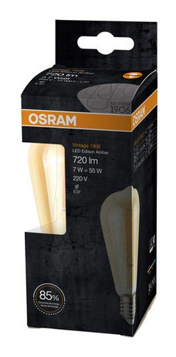 Imagen 2 de 5 de Lámp Led Osram Vintage Dimerizable Ambar 7w Luz Cal E27