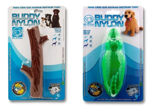 Kit 2 Mordedores P/ Cães Buddy Toys Nylon Crocojack Graveto