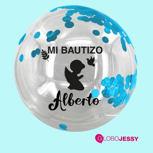 Globo Burbuja Comunión- Bautizo+ Globos Alumin Con Gas Helio