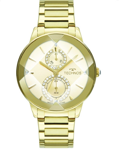 Relógio Technos Feminino Crystal Dourado 6p73af/1x