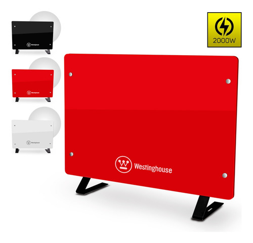 Imagen 3 de 3 de Vitroconvector 2000w Estufa Calefactor Electrico Wh-ch122conv-r Panel De Vidrio Templado 3 Potencias Westinghouse Colgante O De Piso Rojo