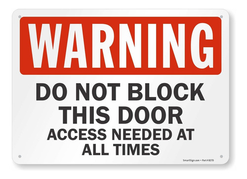 Letrero Texto Ingl  Advertencia: No Bloquear Esta Puerta 10