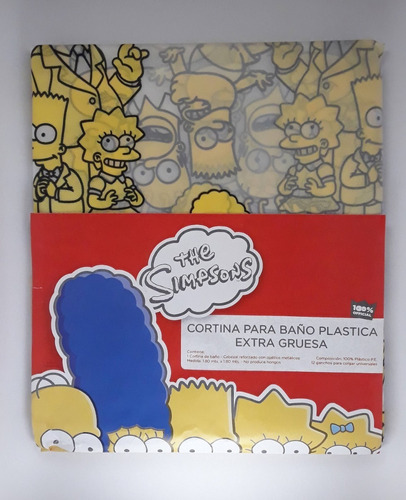 Cortina Baño Plástica, Los Simpsons, Extra Gruesa, Family 2 Color Transparente