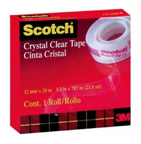 Imagen 1 de 3 de Pack 12 Cintas Adhesivas Cristal 12mm X 20m Scotch 3m