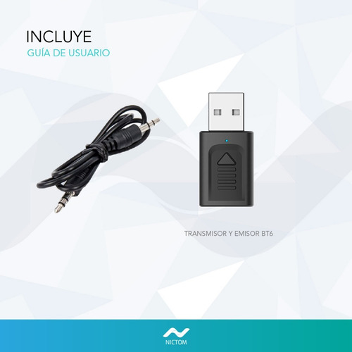 Emisor Receptor Bluetooth Nictom Emisorbt6 Audio Smart Tv