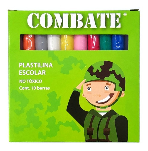 10 Cajas Plastilina Combate C/10 Barras De Colores Mayoreo