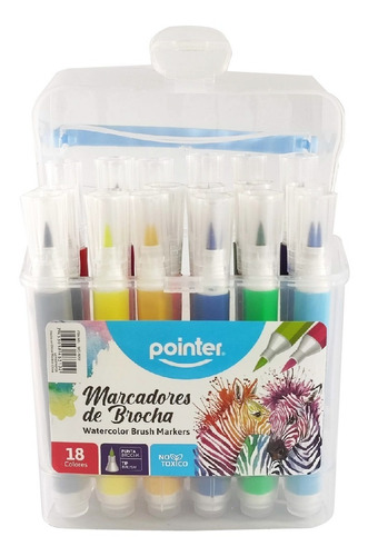 Marcadores, Plumones Pointer, Punta Pincel X 18 Colores