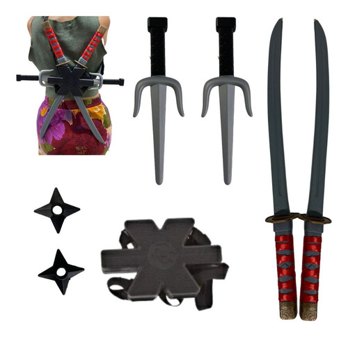 Kit Mpfestaecia Espada Ninja plástico Brinquedo Infantil Deadpool Samurai Festa Cor Preto