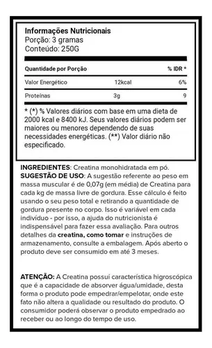 Creatina Monohidratada Growth Supplements 250g Sem sabor em Pó