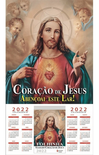 Imagem 1 de 2 de Folhinha Sagrado Coração De Jesus - 2022