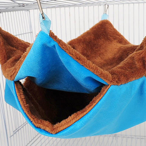 Hamster Hammock Jaula Colgante Casa De Cama Cálida Azul