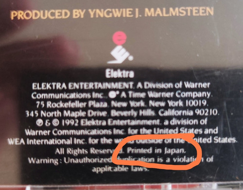 Ingwie Malmsteen Cd Fire & Ice Made In Japan Impecável