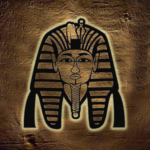 Cuadro Tutankamon En Madera Con Luz Led Calida 50 X 46 Cmts