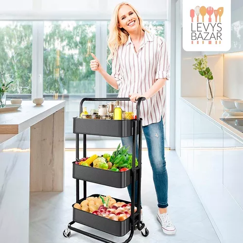 Carro Organizador Multiuso Canastos 3 Niveles Ruedas Cocina